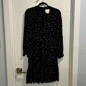 Kate Spade baby doll dress, black w/pink polka dots, option to tie front bow.